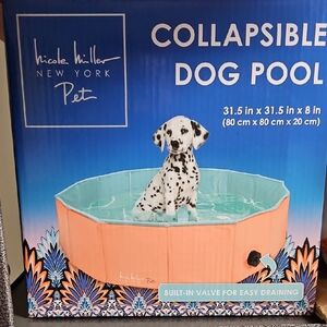 Nicole Miller Pet Collapsible Dog Pool in Pink and Blue